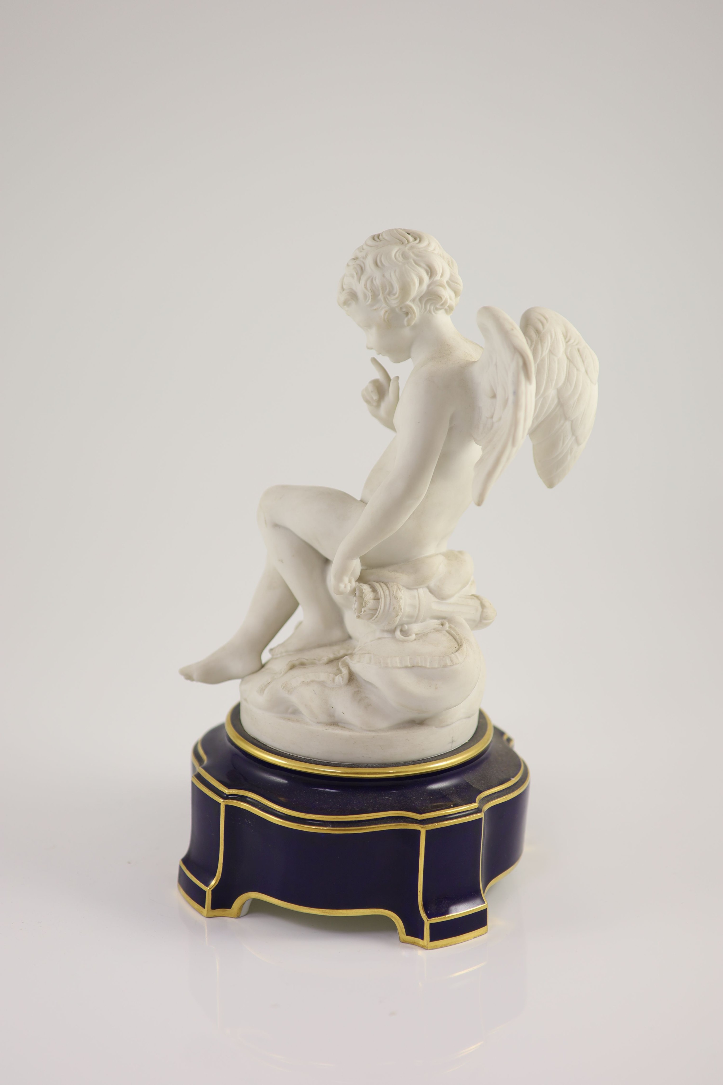 A Sevres biscuit porcelain figure of a cherub, c.1882-4, 31.5 cm high, foot restoration